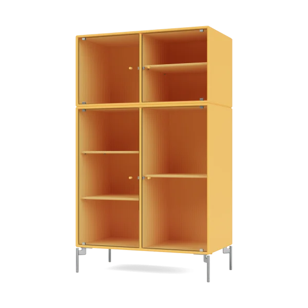 Montana Ripple III Vitrinenschrank 69,6x117,6x38 cm Acacia-Beine chrome