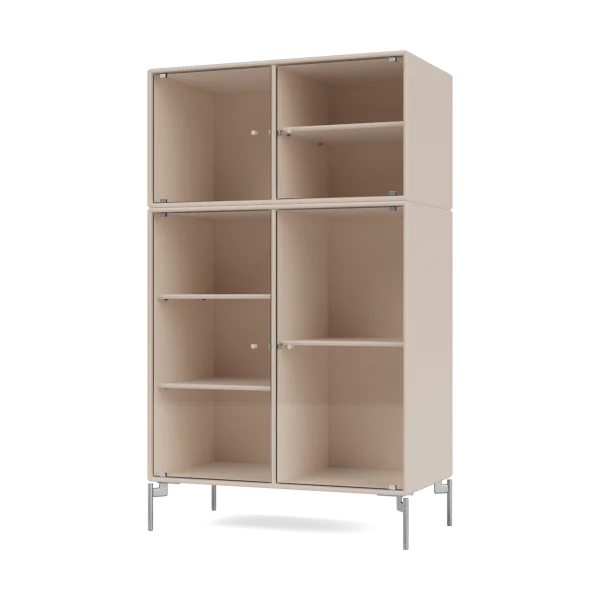 Montana Ripple III Vitrinenschrank 69,6x117,6x38 cm Clay-Chrombeine MB126
