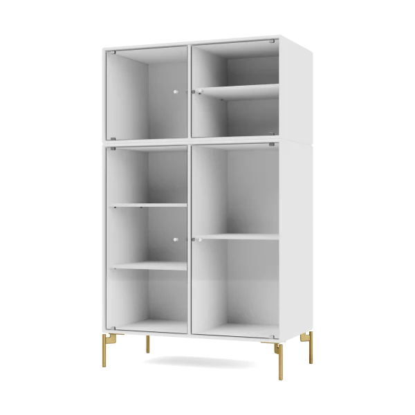 Montana Ripple III Vitrinenschrank 69,6x117,6x38 cm NewWhite-Beine brass