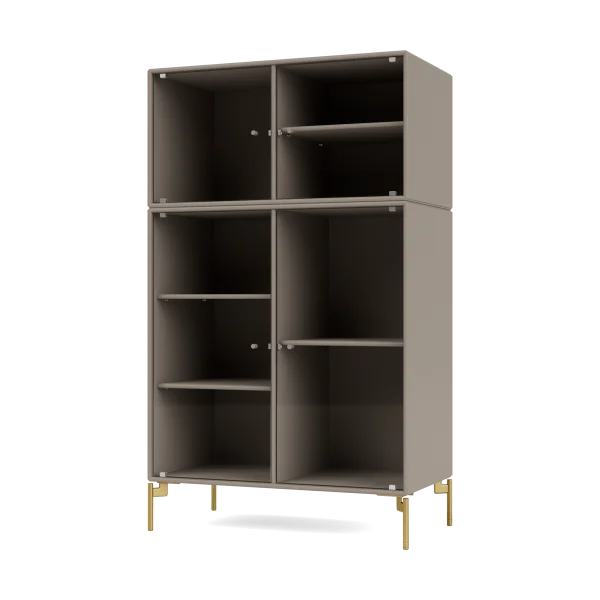 Montana Ripple III Vitrinenschrank 69,6x117,6x38 cm Truffle-Beine brass