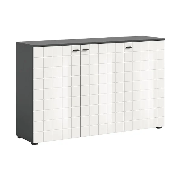 Monte Sideboard 3 Türen weiß Hochglanz.