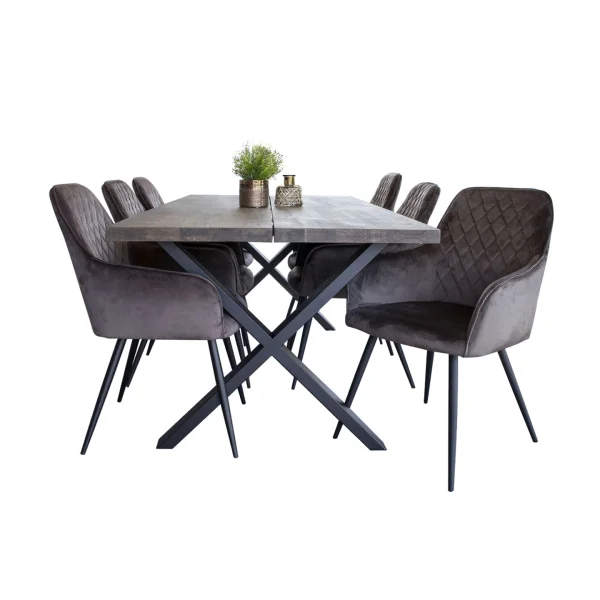 Moss Essgruppe , 1 Esstisch und 6 Stühle mushroom und Eiche.