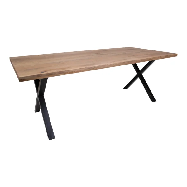 Moss Esstisch 200x95 cm Eiche rauchfarben, schwarz.