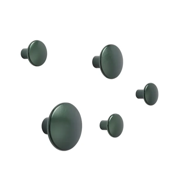 Muuto Dots Wandhaken Metall 5er Set Dark green