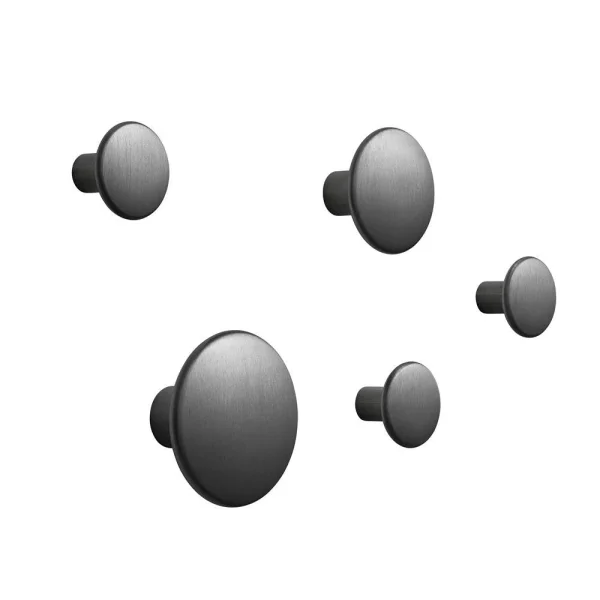 Muuto Dots Wandhaken Metall 5er Set Schwarz lackiert