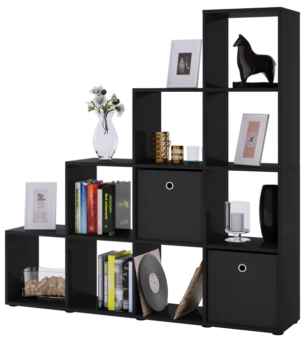 Nabini Regal , Raumteiler 10 Fächer schwarz.