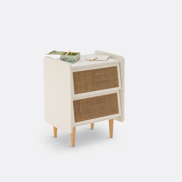 Nachtschrank Taga Mit 2 Rattan-schubladen