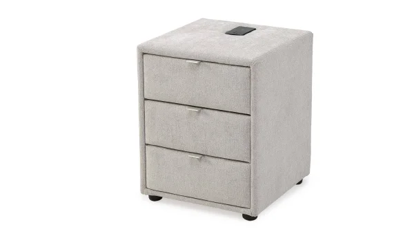 Nachttisch grau-beige - 44 x 45 cm - mit Ladestation - LIZZY