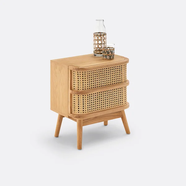 Nachttisch Laora Mit 1 Rattanschublade