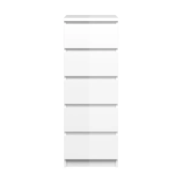 Nada Kommode schmal 5 Schubladen weiss hochglanz.