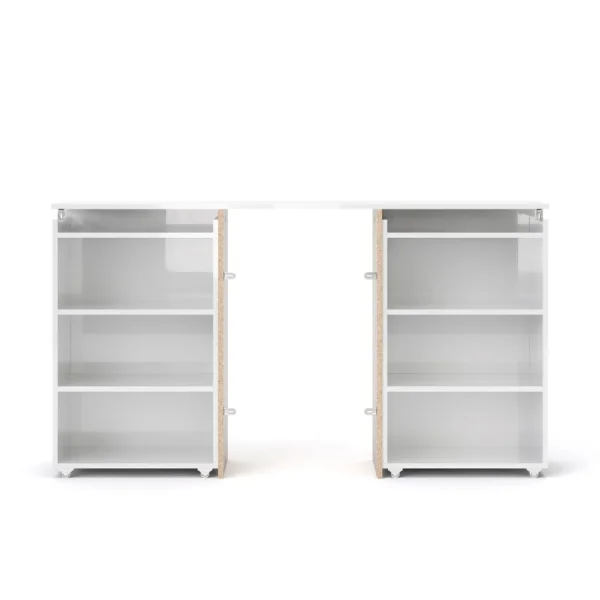 Nada Kopfende 140 cm mit 4 Ablagen weiss hochglanz.