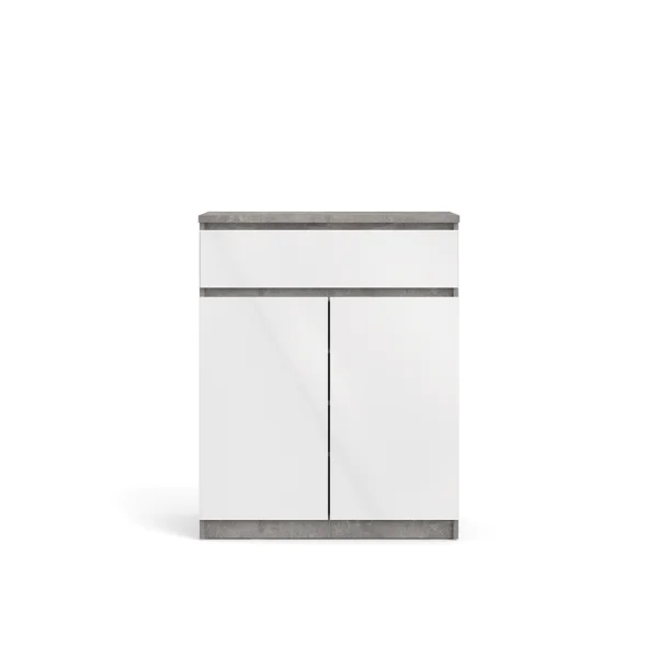 Nada Sideboard 2 Türen und 1 Schublade, beton dekor,weiss hochglanz.