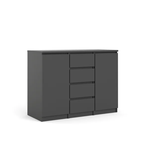 Nada Sideboard 2 Türen und 4 Schubladen, mattschwarz.