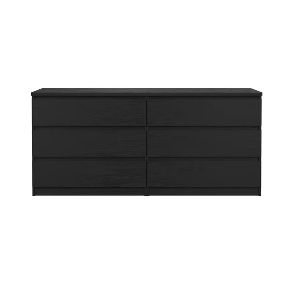 Naia Kommode 6 Schubladen schwarze Struktur.
