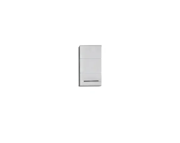 NanoBad Badschrank 1 Tür Beton Stone Dekor, weiß Hochglanz.