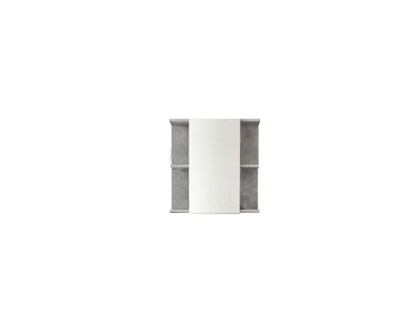 NanoBad Spiegelschrank 1 Tür, 4 offene Fächer Beton Stone Dekor, Spiegelglas.