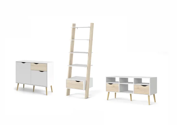 Napoli Regal Set mit Schrank, TV Möbel und Regal, weiss,eiche dekor.