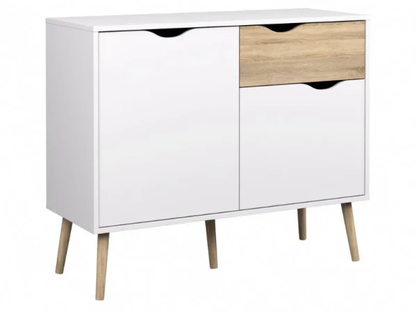 Napoli Sideboard mit 1 Schublade und 2 Türen weiss/Eiche.
