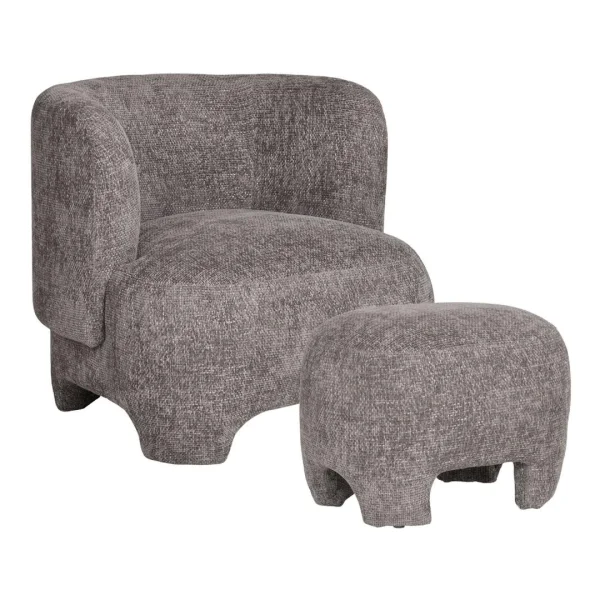 Nazare Sessel mit Pouf grau.