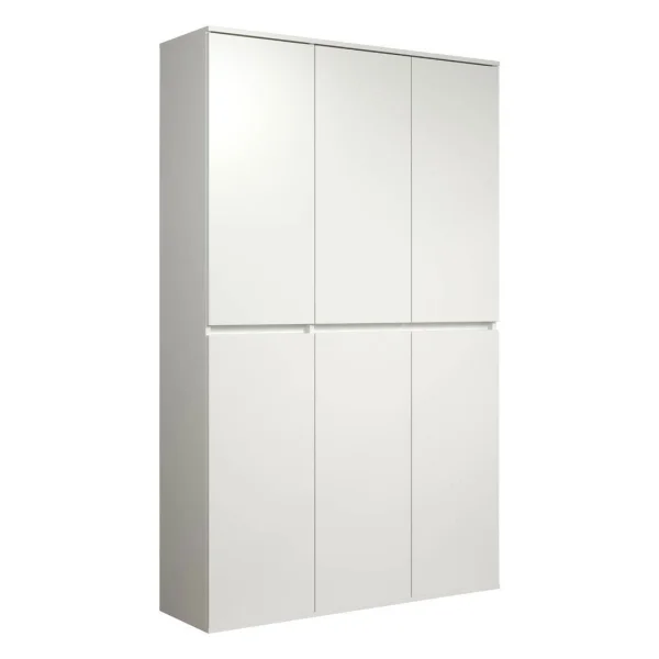 Nevada Kleiderschrank 6 Türen, weiß.