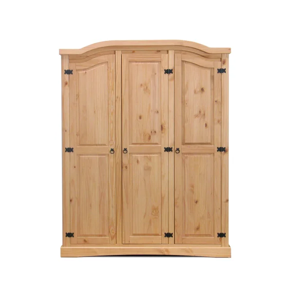 New Mexico Kleiderschrank 3-Trg. Breite 152 cm, Höhe 193 cm gelaugt/Wachs.