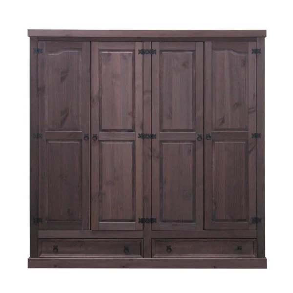 New Mexico kleiderschrank 4-trg. mit 2 Schubladen Breite 194 cm, Höhe 195 cm braun gebeitzt/Wachs.