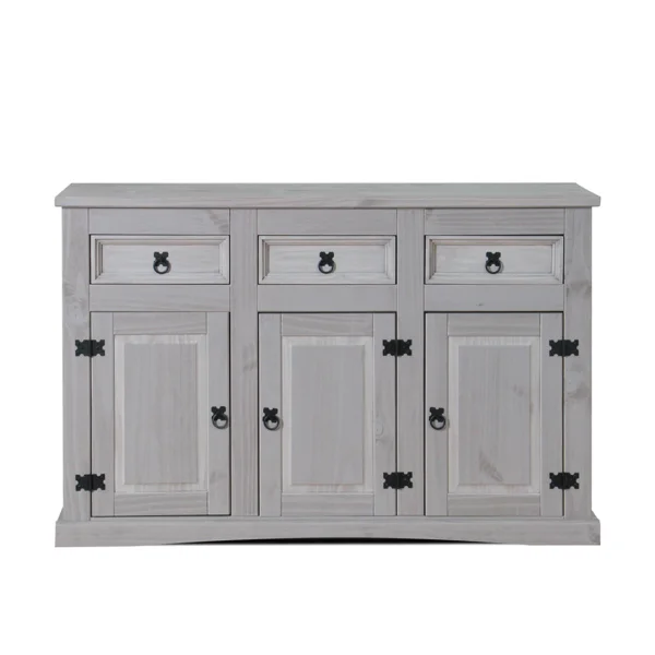 New Mexico Schrank Breite 132 cm, Höhe 84 cm mit 3 Schubladen und 3 Türen in grau.