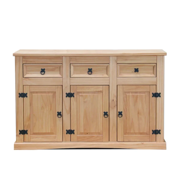 New Mexico Sideboard Breite 132 cm, Höhe 84 cm mit 3 Schubladen und 3 Türen gelaugt/wachs.