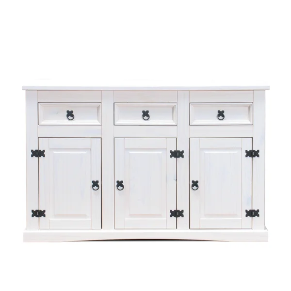 New Mexico Sideboard Breite 132 cm, Höhe 84 cm mit 3 Schubladen und 3 Türen weiss/Wachs.