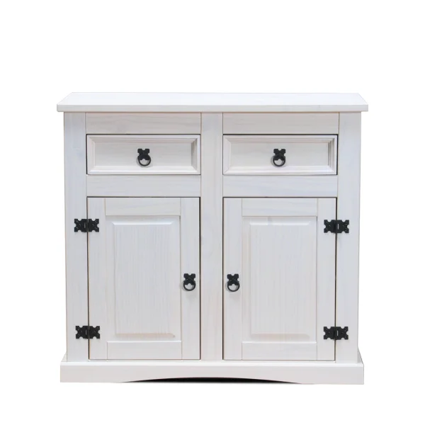 New Mexico Sideboard Breite 91 cm, Höhe 84 cm mit 2 Schubladen und 2 Türen weiss/Wachs.