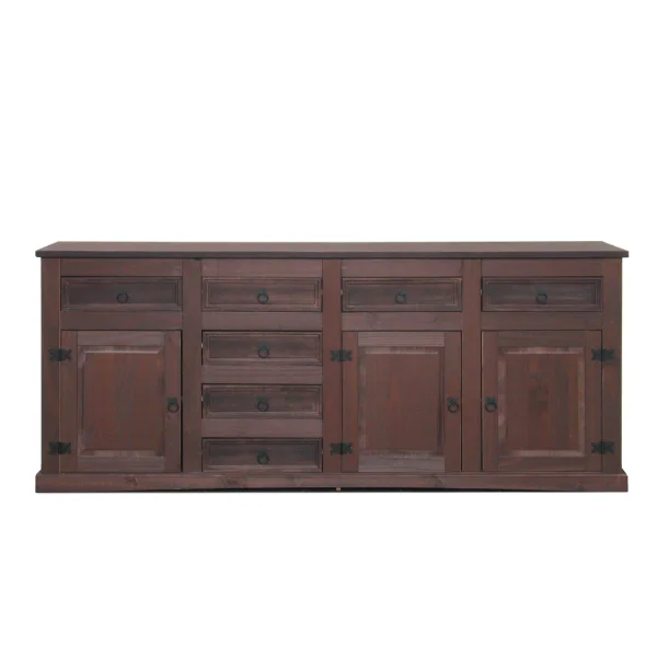 New Mexico Sideboard mit 7 Schubladen und 3 Türen Breite 200 cm, Höhe 84 cm braun gebeitzt/wachs.