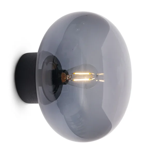 New Works - Karl-Johan Wandlampe, grau, Holz, Glas, Ø 23 cm