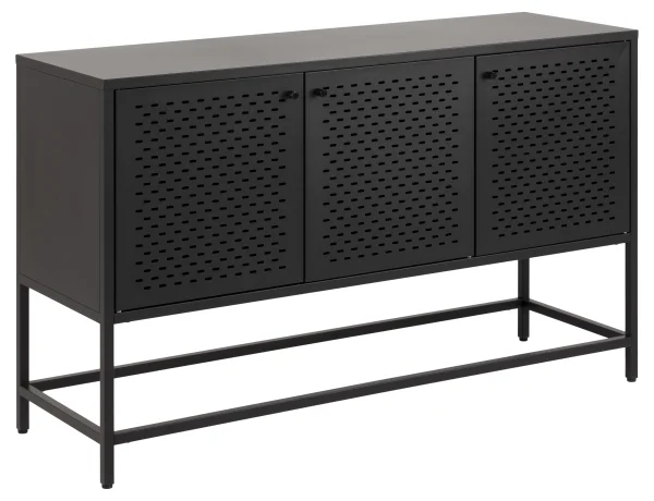 Newcastle Sideboard L125 mit 3 Gittertüren Metall schwarz.