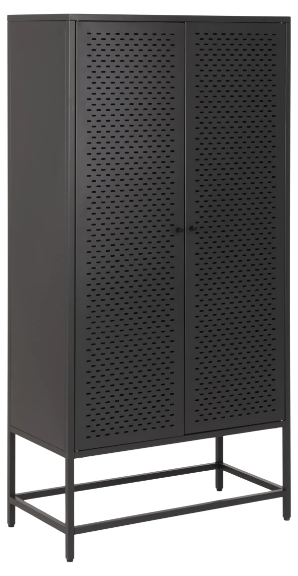Newcastle Vitrinenschrank mit 2 Gittertüren Metall schwarz.