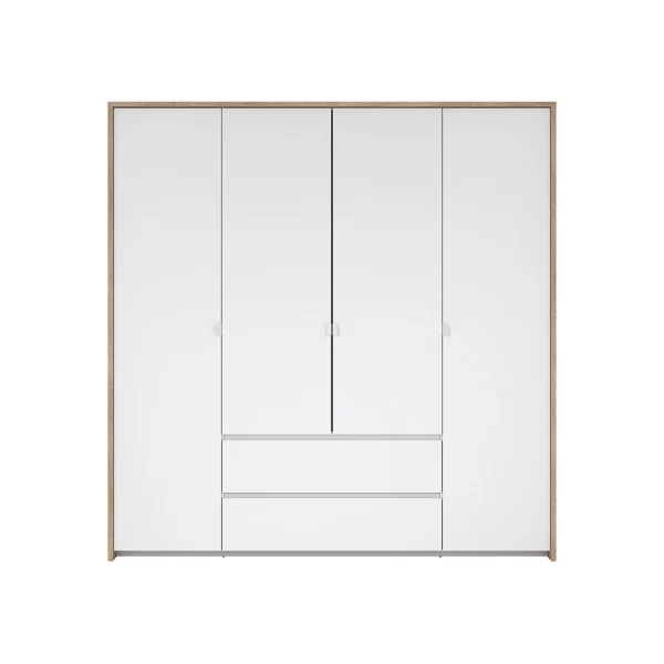 Next Kleiderschrank 4 Türen 2 Schubladen 197x200cm weiß Hochglanz.