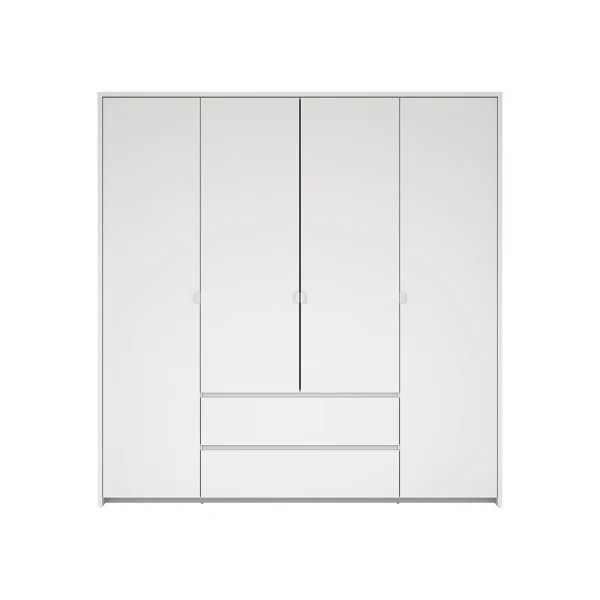 Next Kleiderschrank 4 Türen 2 Schubladen 197x200cm weiß.