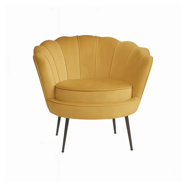 Nice Sessel Velour curry gelb.