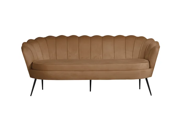 Nice Sofa 3 Personen velour cognac Farben.