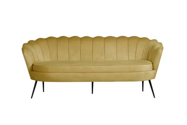 Nice Sofa 3 Personen velour curry gelb.