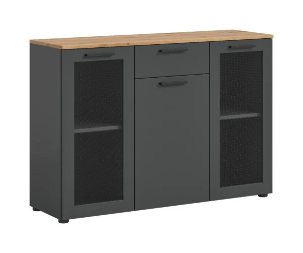 Niklas Sideboard 3 Türen, 1 Schublade grau.