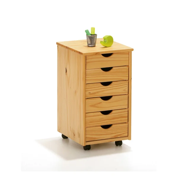 Nilar Kommode Rollcontainer, 6 Schubladen, natur.