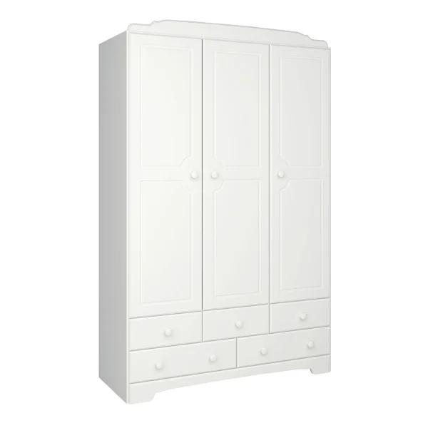 Nilon Kleiderschrank 3 Türen 5 Schubladen weiß.