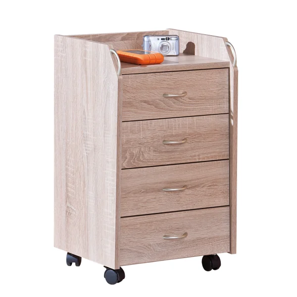 Noha Kommode Rollcontainer, 4 Schubladen, Sonoma Eiche Dekor.