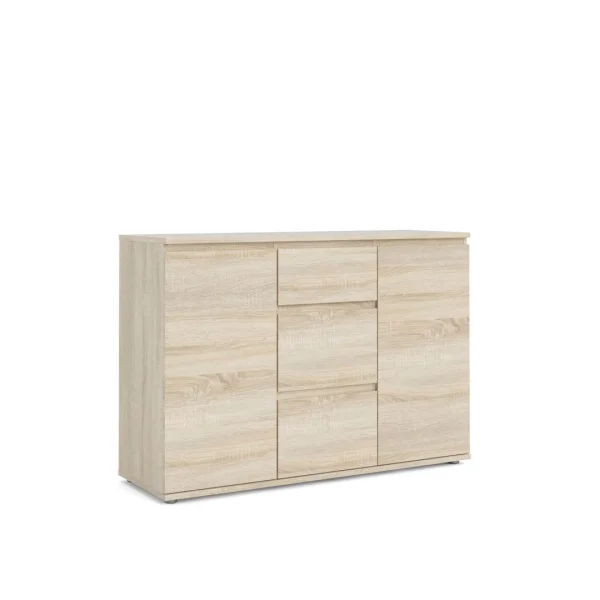 Nora Sideboard 2 Türen und 3 Schubladen Eiche Struktur Dekor.