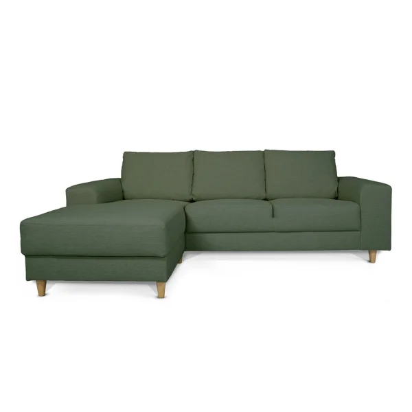 Nordic Sofa mit Chaiselong links gewendet grün.