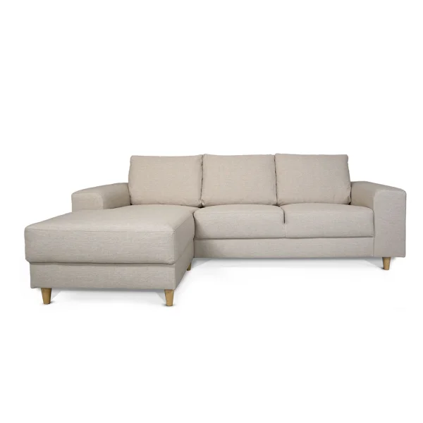 Nordic Sofa mit Chaiselong links gewendet hell beige.