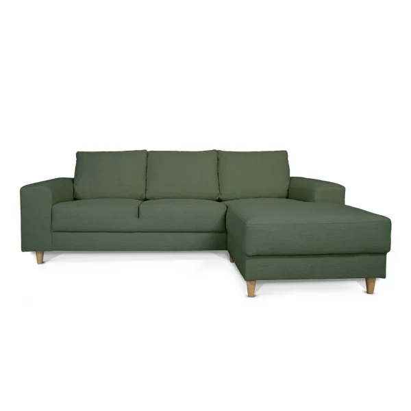 Nordic Sofa mit Chaiselong rechts gewendet grün.