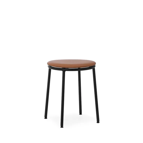 Normann Copenhagen - Circa Hocker H45 Upholstery Black Steel/Ultra Leather Brandy Normann Copenhag