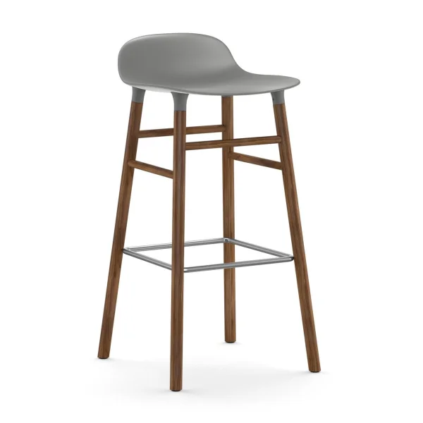 Normann Copenhagen Form Barstuhl valnötsBeine 75cm Grau