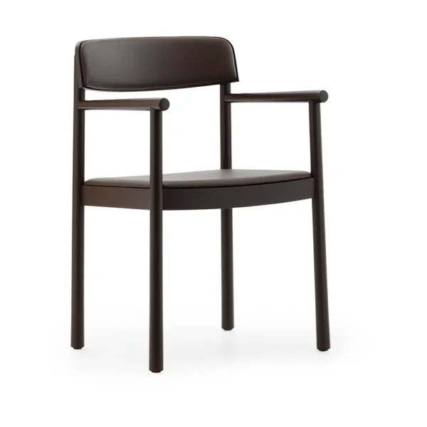Normann Copenhagen Timb Armlehnenstuhl Brown ash-Ultra Leather Chocolate